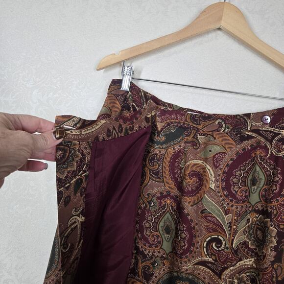 VTG Talbots Paisley Floral Midi Wrap Skirt sz L* Dark Academia Moody - Picture 6 of 14